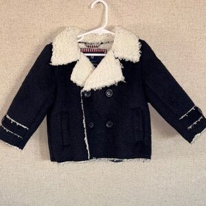 Ben Sherman Toddler Peacoat Jacket Navy Faux Fur Lined 2T Boys Preppy Stylish